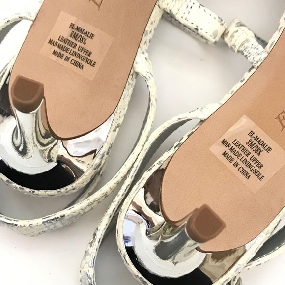 ESSEX LANE Madalie Snake Skin Leather Heeled Sandals Disco Lizard Heels Size 8 - Picture 14 of 16